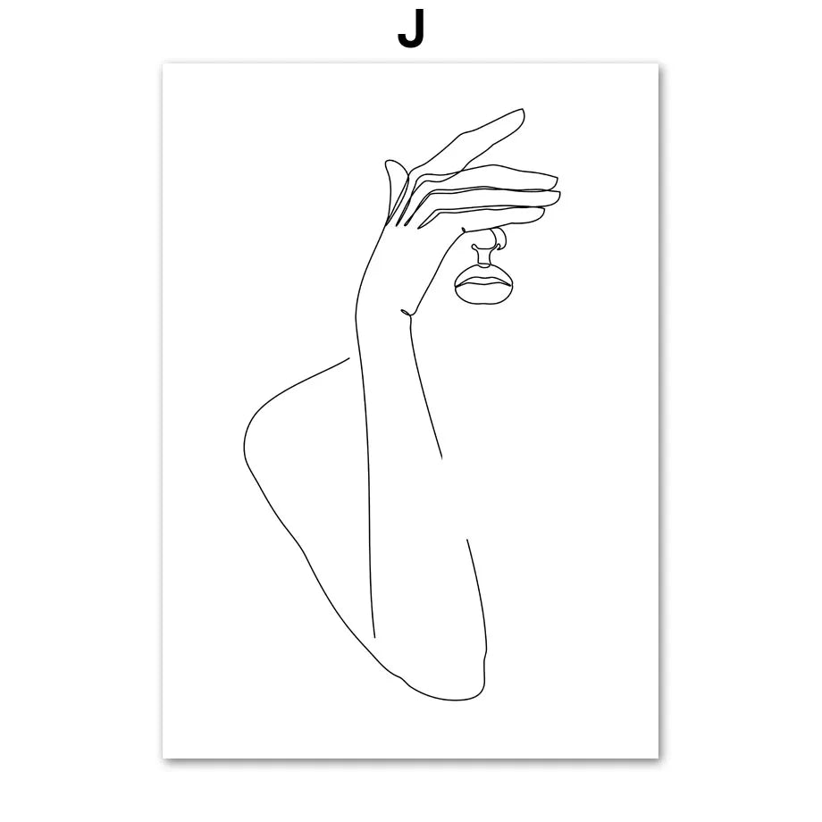 Posters Prints Canvas Painting Nordic Minimalist Wall Art Pictures For Living Room Home Decor Abstract Woman Face Hands Line Peaceful Pleasures Health and Wellness T80483-10 50x70cm Unframed