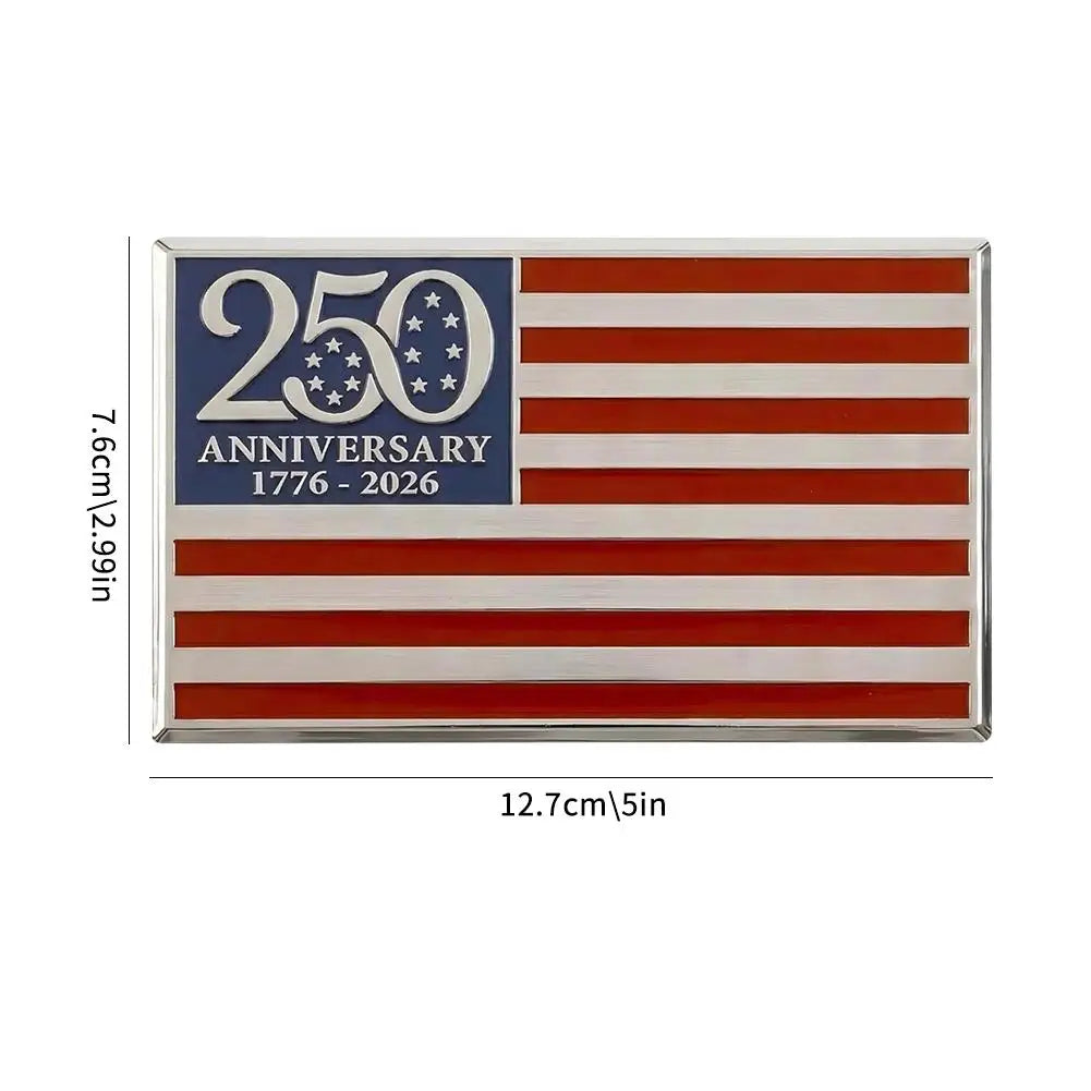 US 250 Metal Flag Car Decal 1776-2026 Patriotic Metal Emblem Badge for Pickup Trucks SUV Rv Cars Auto Vehicle Garage Decor Gift Peaceful Pleasures Health and Wellness