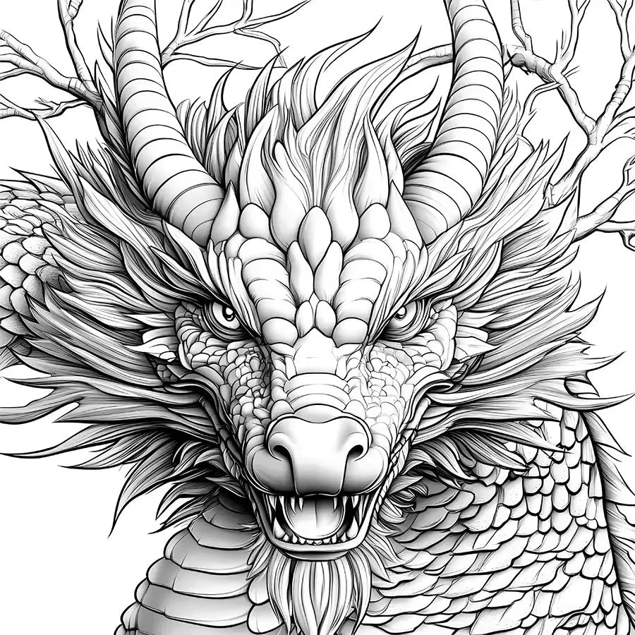 Dragon Coloring Book 20 Pages Adult Picture Animals Drawings Creative