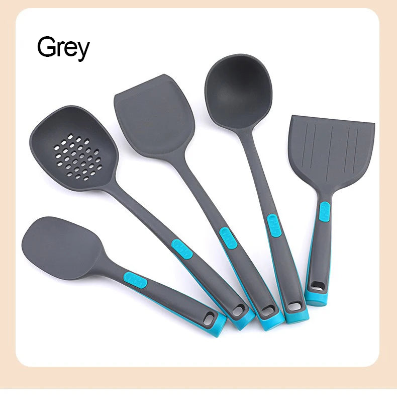 5-Piece Silicone Cooking Spoon & Spatula Set | Soup Spoon, Spatula, Strainer & More – Heat-Resistant Kitchen Utensils