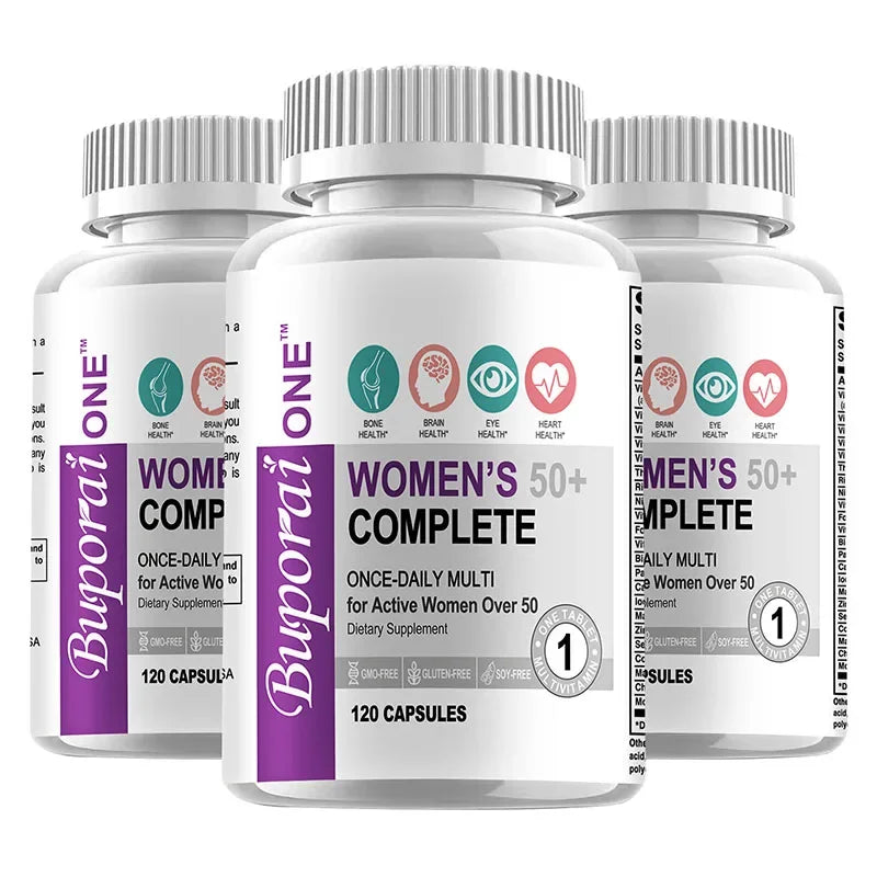 Women's 50+ Complete Multivitamin – Bone, Brain & Skin Health Women's Multivitamin Peaceful Pleasures Health and Wellness 120 Capsule-3bottles
