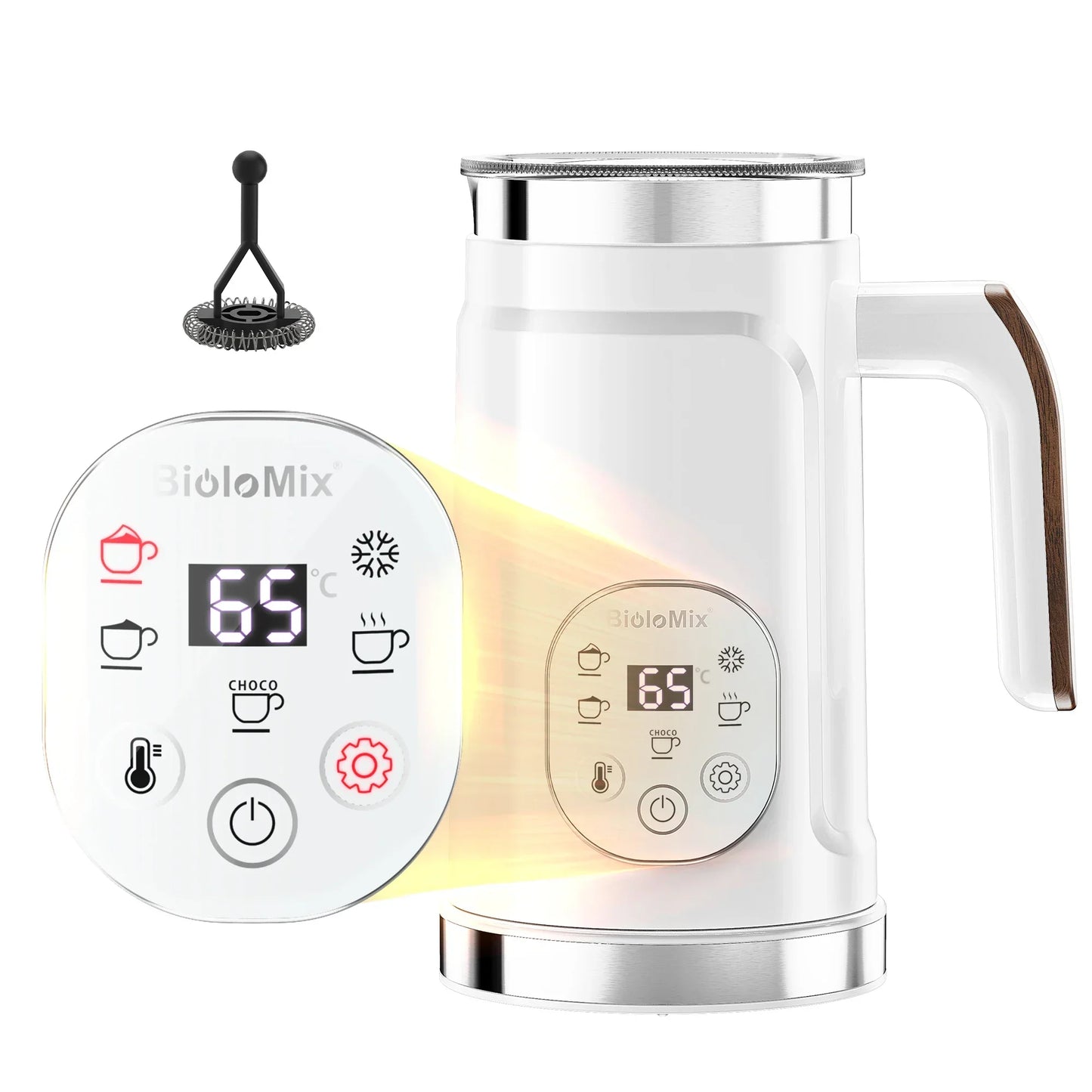 BioloMix 5-in-1 LED Touch Screen Milk Frother – Hot & Cold Foam Maker Peaceful Pleasures Health and Wellness white China Mainland AU