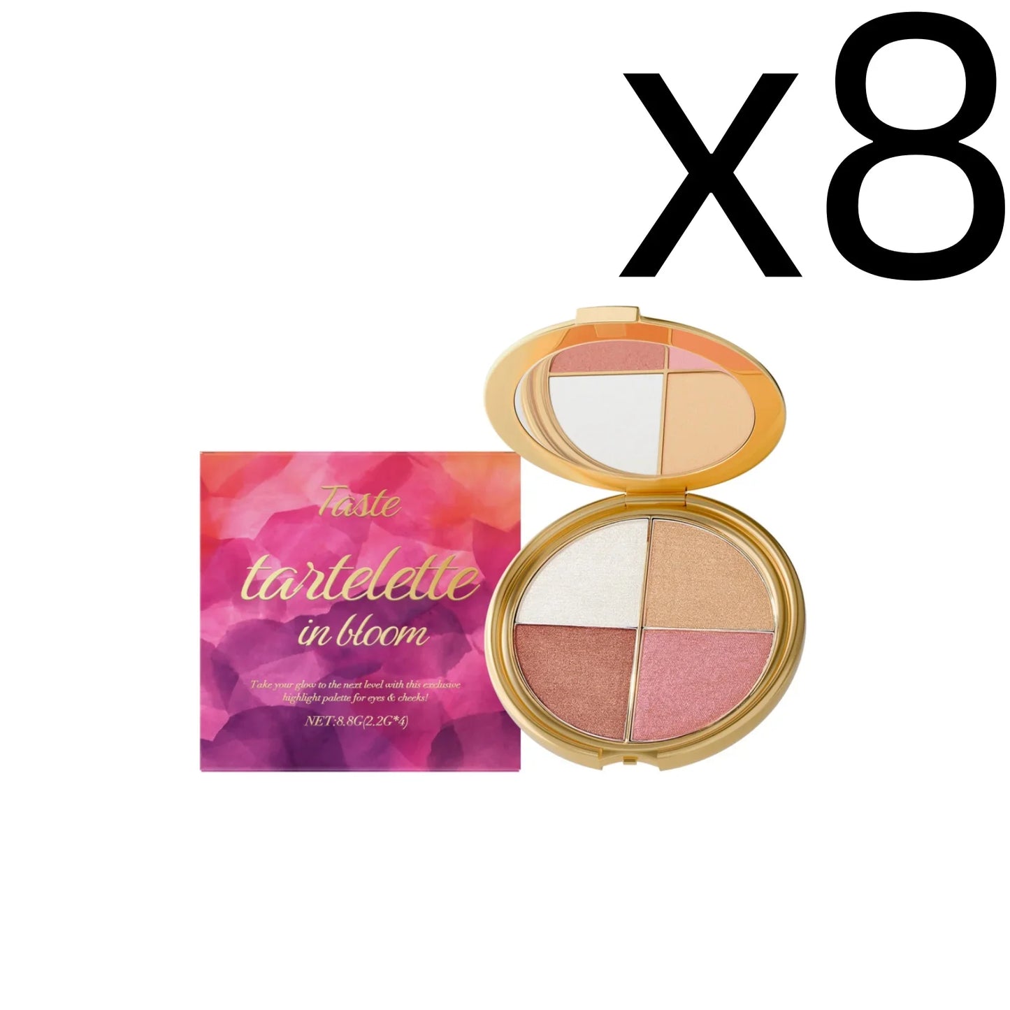 4-Color Highlight Powder Blush & Eyeshadow Palette | Natural Glow