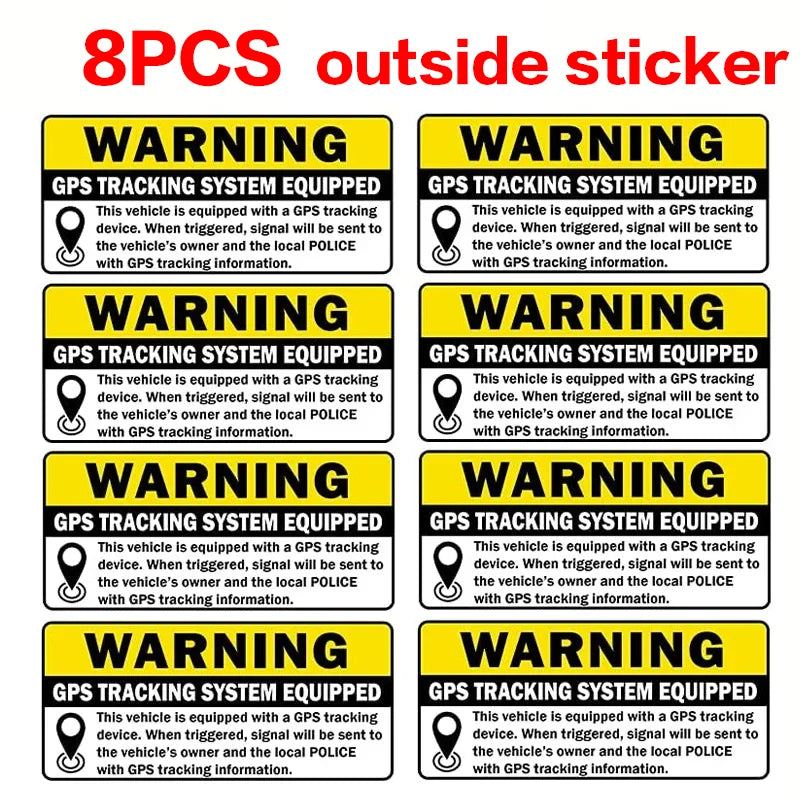 8-Pack GPS Tracking Anti-Theft Warning Stickers for Cars
