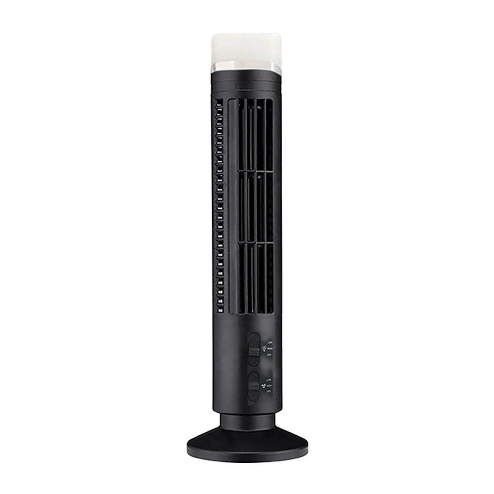 USB Bladeless LED Tower Fan – 2-Speed Portable Floor Fan Peaceful Pleasures Health and Wellness Black with Light United States