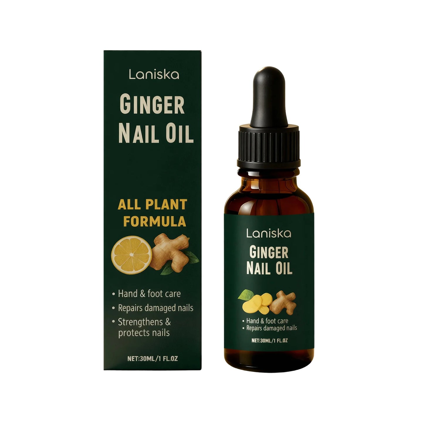 Ginger Nail Oil Fungus Treatment Repair Brittle Damaged Nails Anti Breakage Paronychia Onychomycosis Toe Nail Fungus Care Liquid Peaceful Pleasures Health and Wellness 30ml boxed