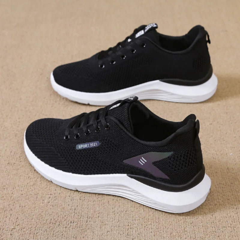 Spring and summer women's sneakers have non-slip rubber sole, durable and breathable fabric upper for excellent breathability Peaceful Pleasures Health and Wellness BLACK 40