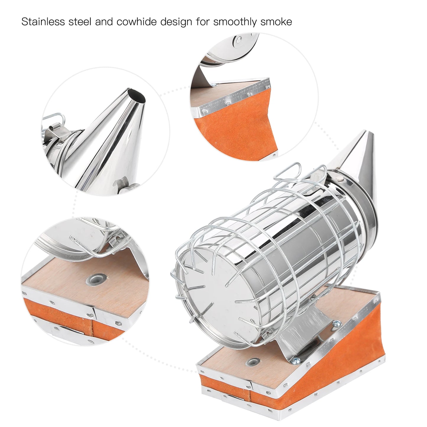 Beekeeping Smoker Cowhide Leather Stainless Steel Protective Cover