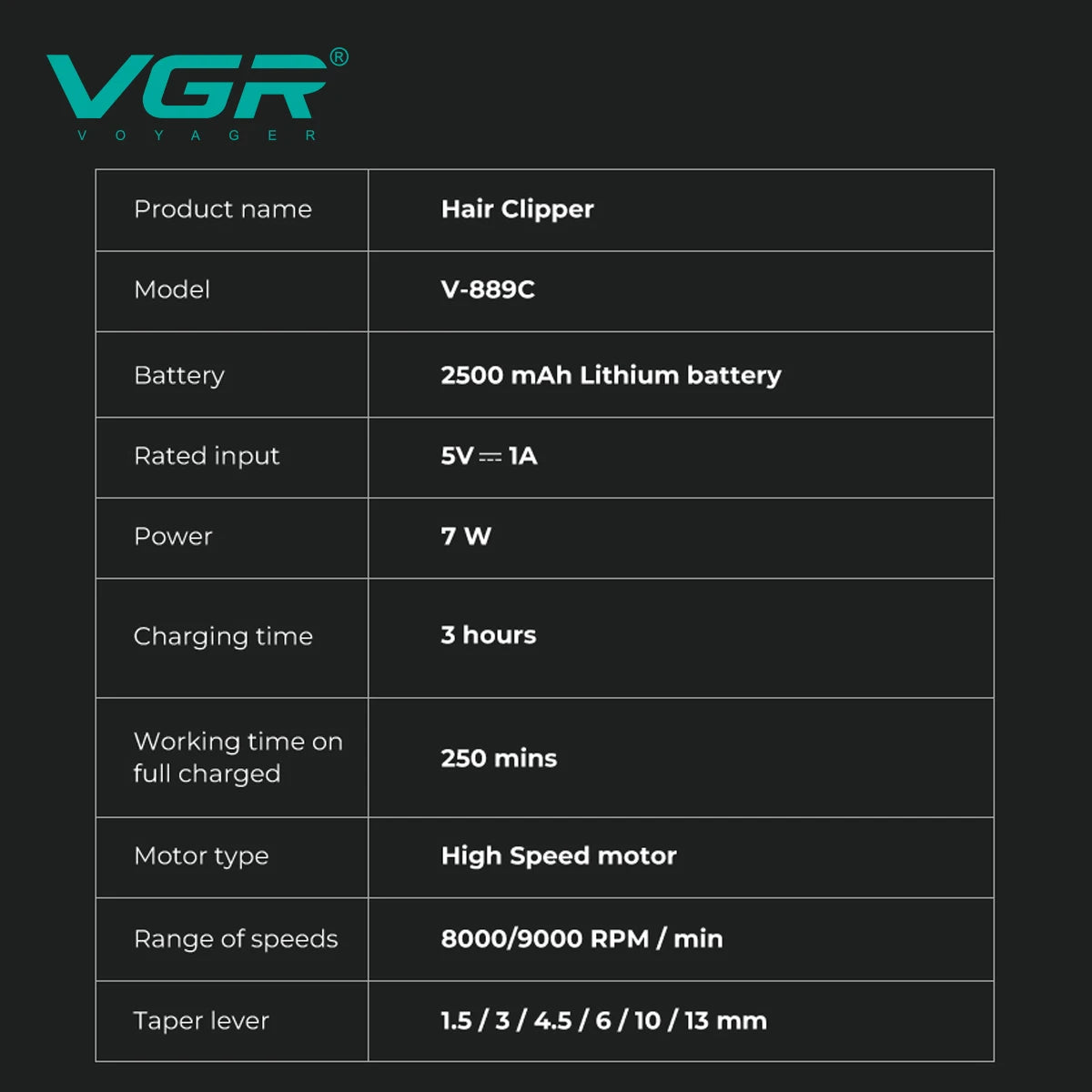 VGR V-889C Professional Hair Clipper & Body Trimmer Set
