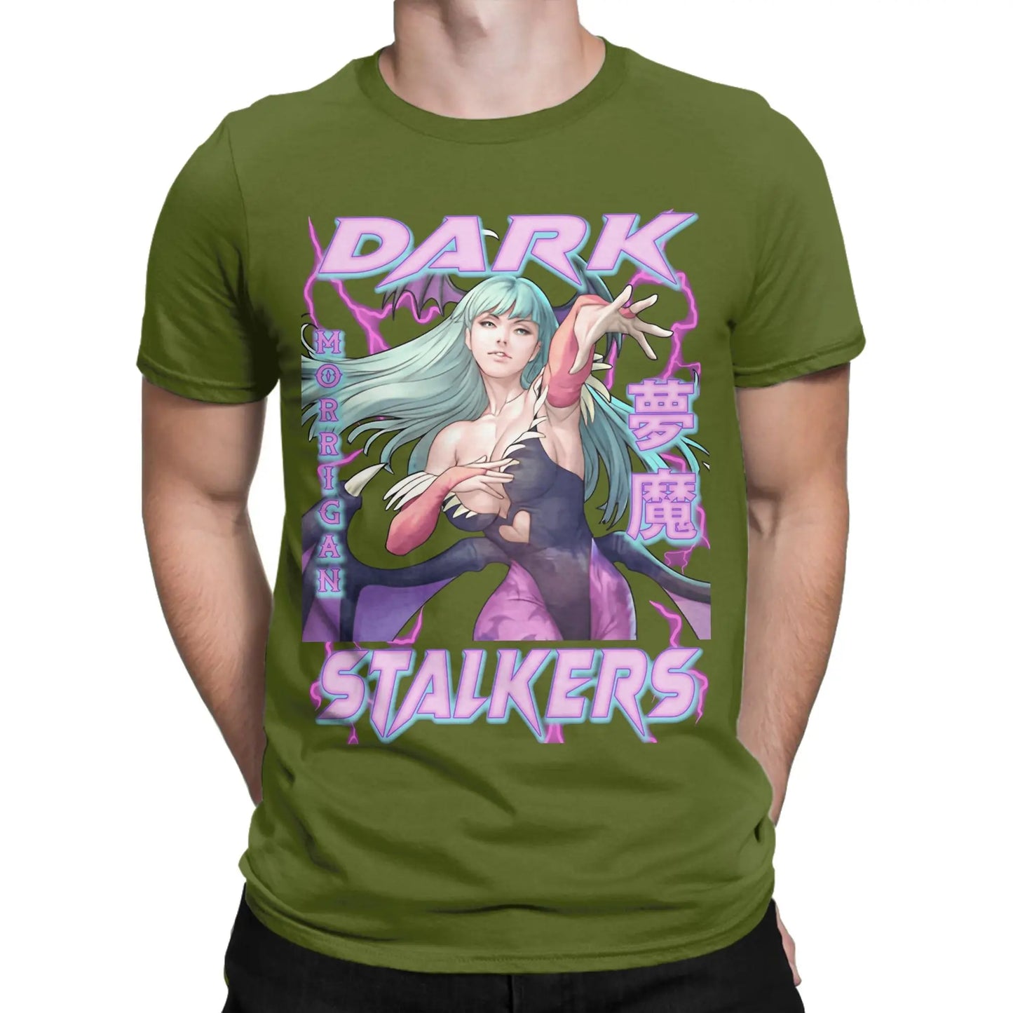 Men's Darkstalkers T Shirt Morrigan Aensland 100% Cotton Clothing Novelty Short Sleeve Round Neck Tees Plus Size T-Shirt Peaceful Pleasures Health and Wellness