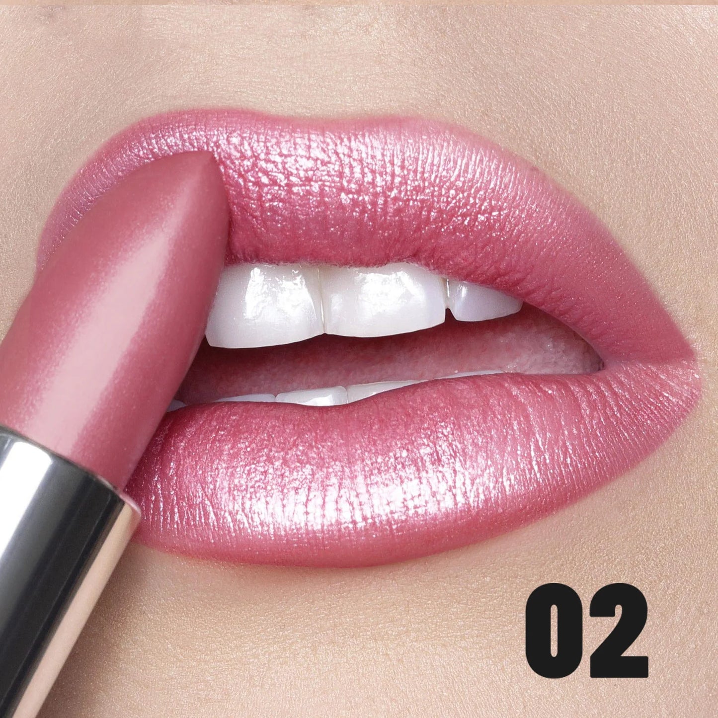 Metallic Lipstick – Frosted Bronze Gold Shimmer, Waterproof