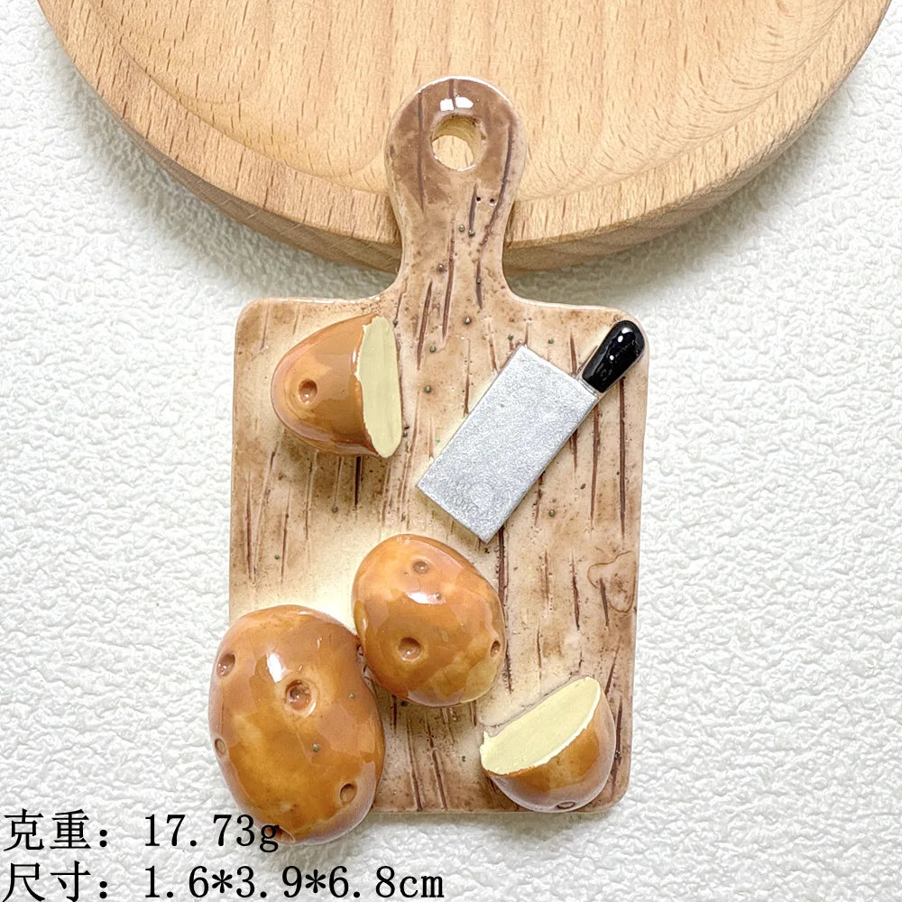 DIY Fridge Magnet Vegetable Cutting Board Potato Tomato Resin Car Vent Decor Storage Box Accessories Refrigerator Magnets 자석 Peaceful Pleasures Health and Wellness Potatoes