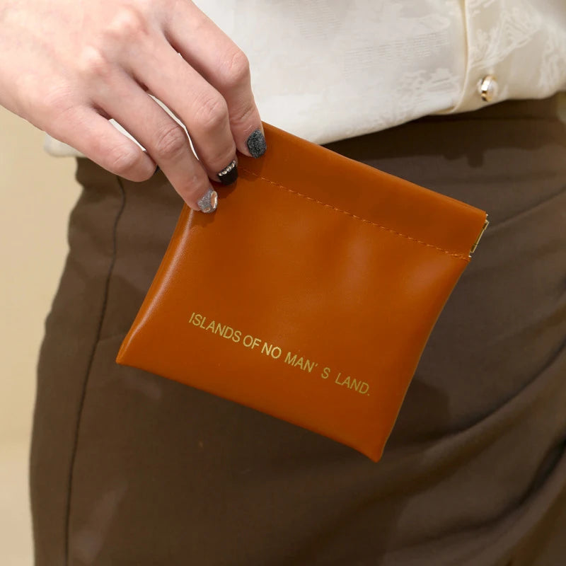 1PC Leather shrapnel storage bag, mini bag, travel makeup bag, headphone storage bag, PU coin purse Peaceful Pleasures Health and Wellness Chocolate