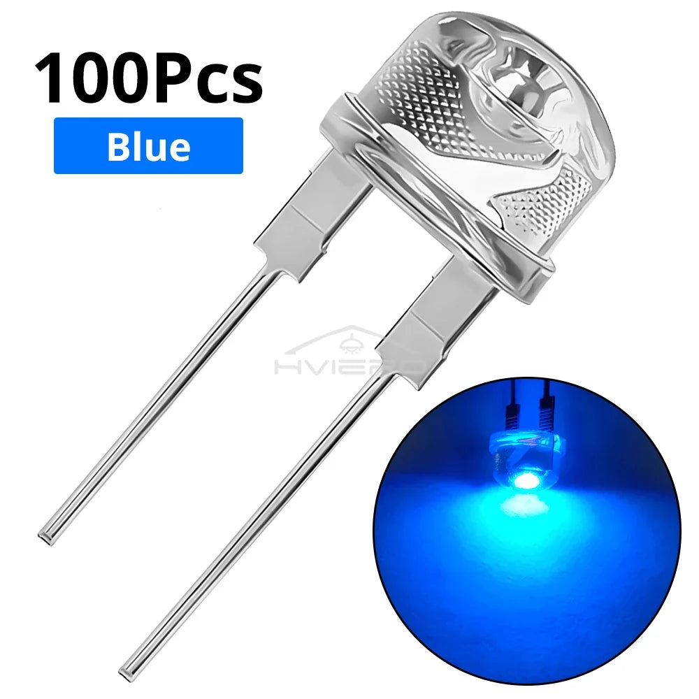 100Pcs 8mm Straw Hat LED Beads – White Red Blue Green DIY