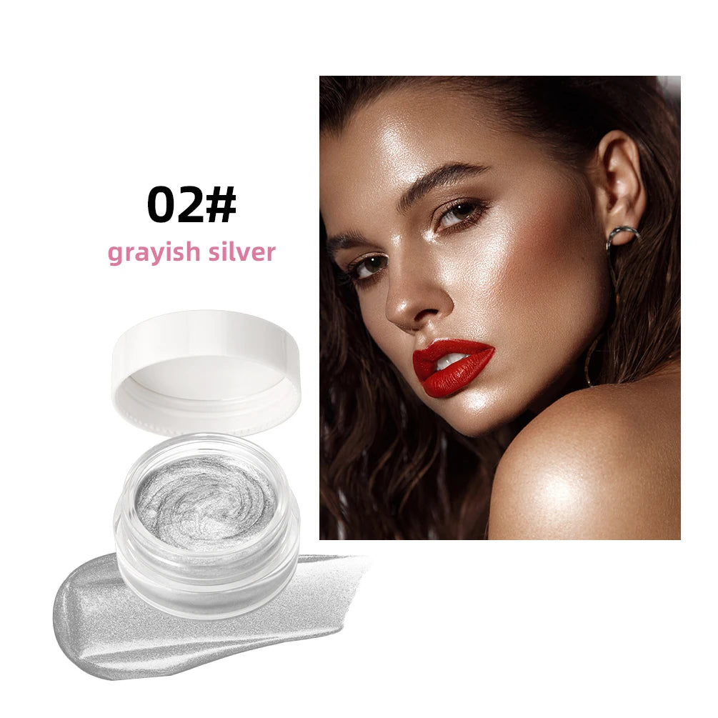 Sparkling Shimmer Highlighter Cream Gel Natural Pearlescent Glitter Face Contour Body Brighten Modify Outline Highlight Makeup Peaceful Pleasures Health and Wellness 02 grayish silver
