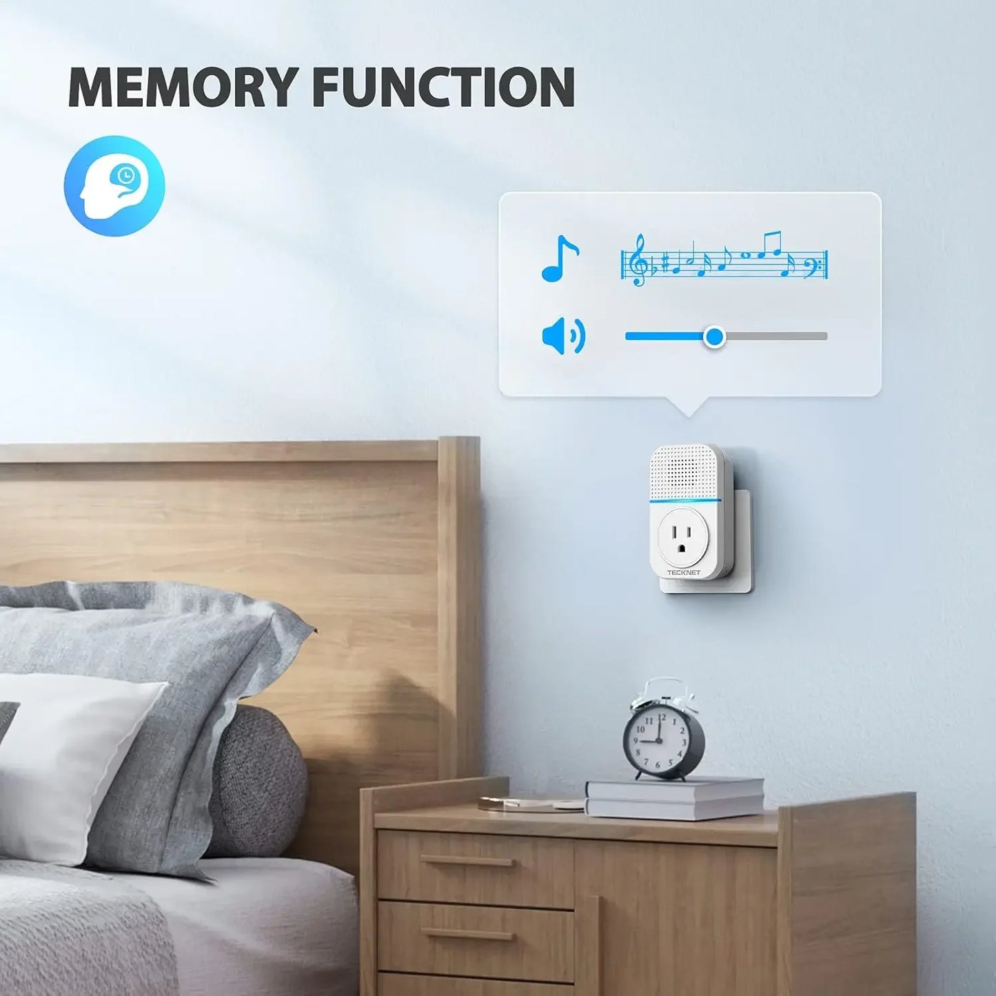Wireless Doorbell with Plug-through Socket, IP66 Waterproof, 1300ft Range, 60 Ringtones & Adjustable Volume for Home Use Peaceful Pleasures Health and Wellness