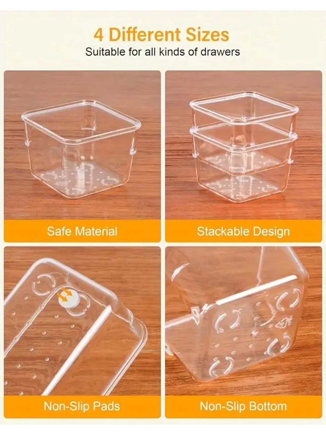 44pcs Clear Plastic Drawer Organizer Set with Dividers Home Organization Peaceful Pleasures Health and Wellness
