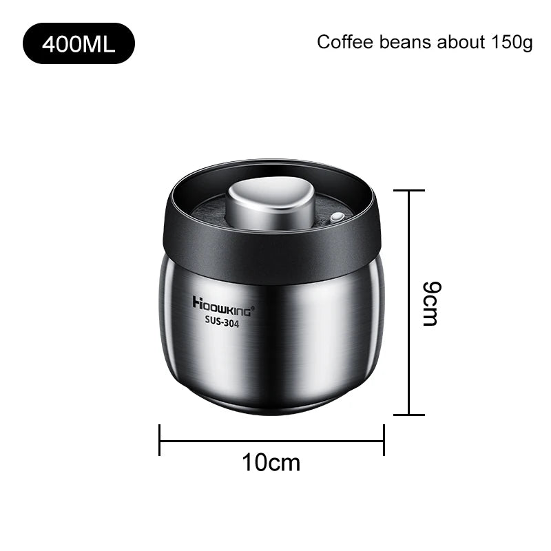 Vacuum Sealed Coffee Bean Jar | 304 Stainless Steel Canister