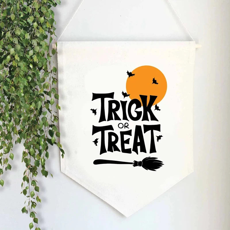 Trick or Treat Halloween Canvas Banner Wall Hanging Décor Halloween Wall Banner Peaceful Pleasures Health and Wellness