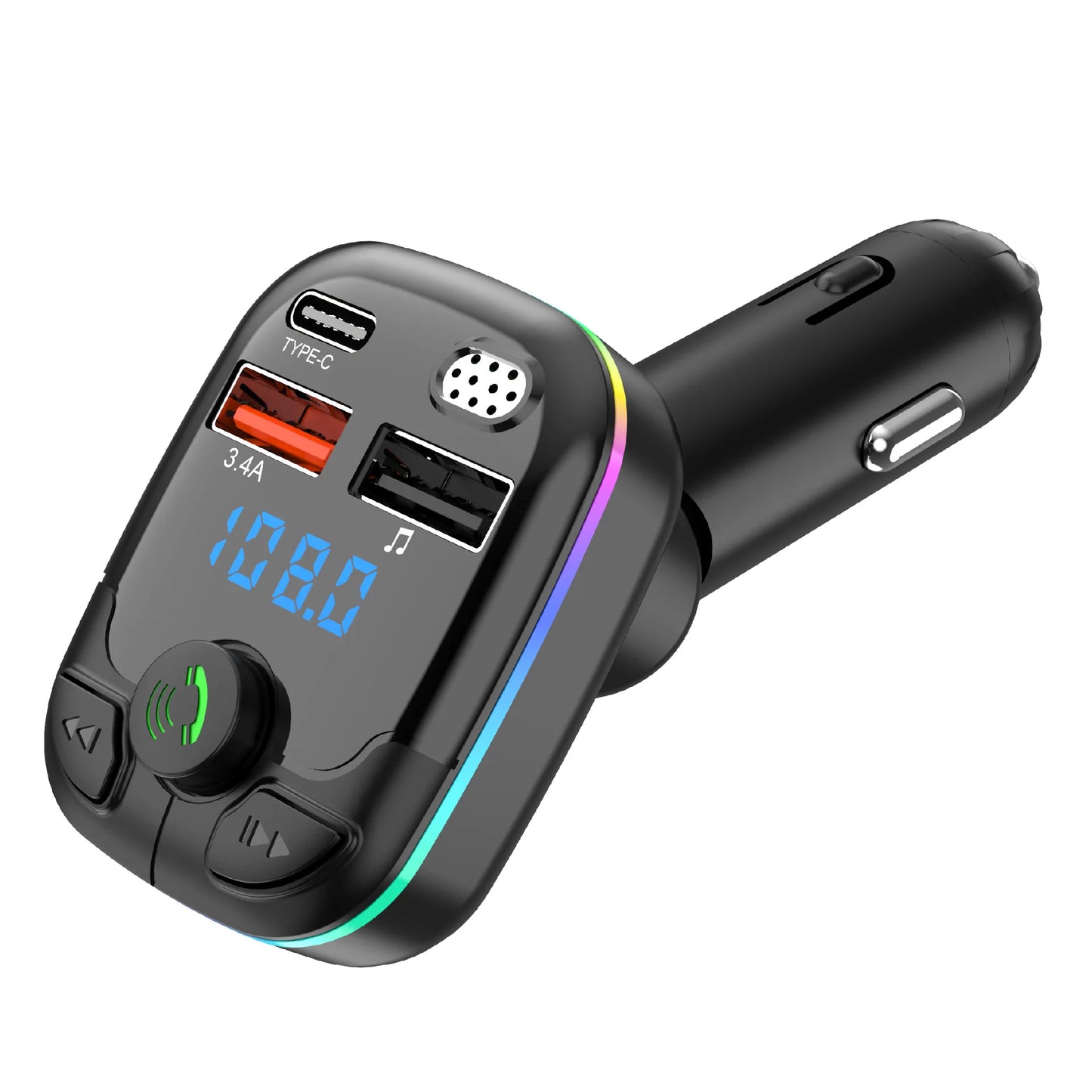 Bluetooth 5.0 Car FM Transmitter | Fast Charge & MP3 Player