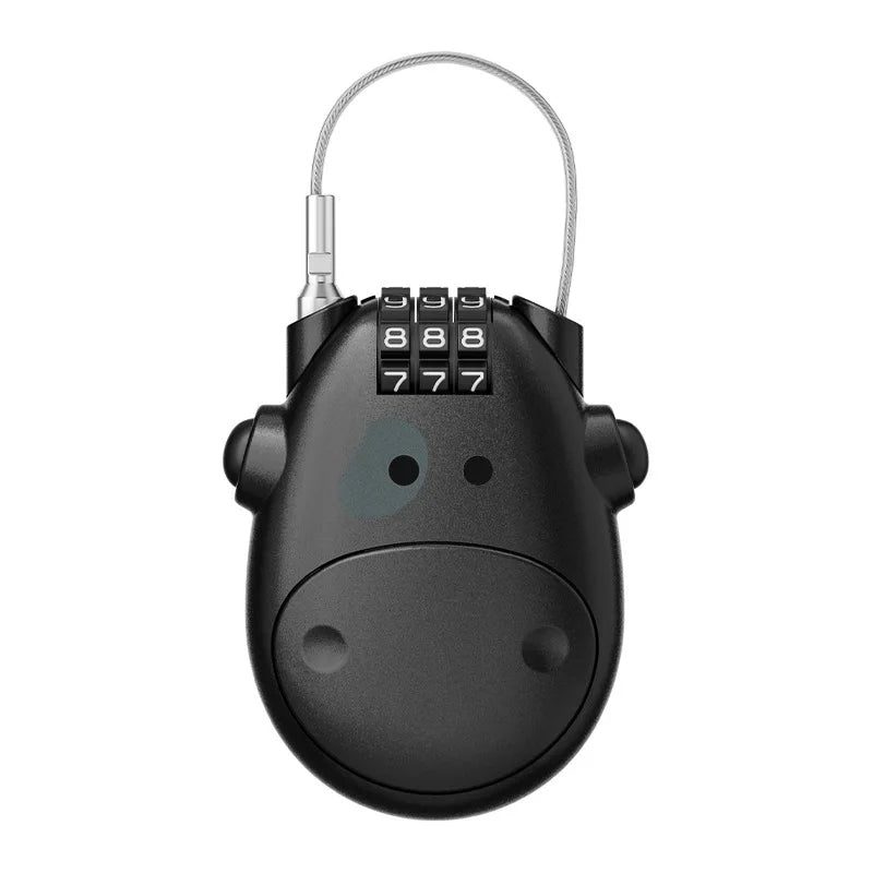 Retractable Steel Cable Combination Lock – Bike, Helmet & Travel Cable Combination Lock Peaceful Pleasures Health and Wellness black
