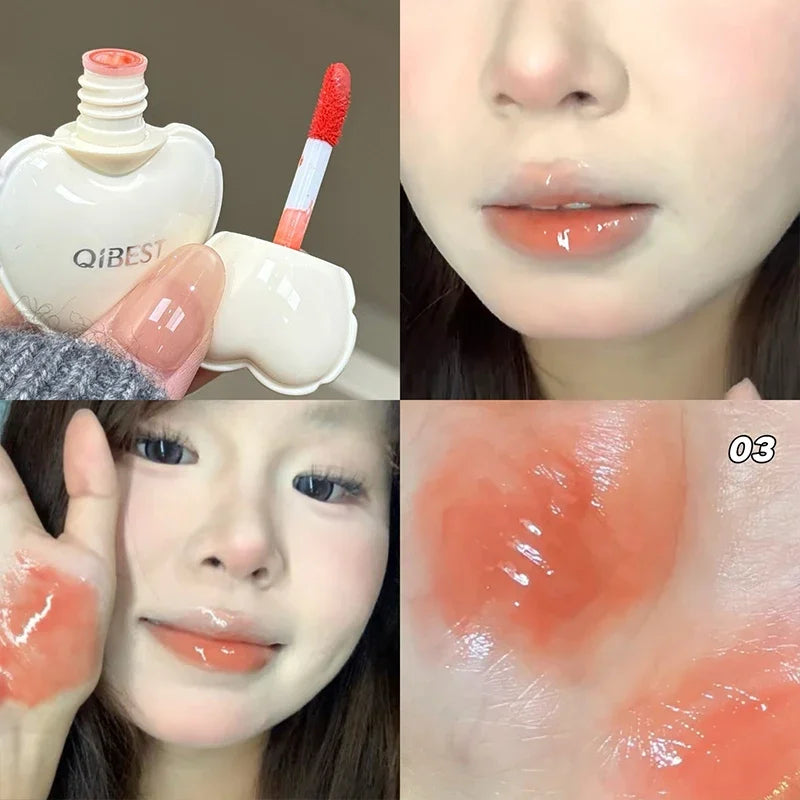 QIBEST Jelly Lipgloss Hydrating Lipstick Long Lasting Mirror Lip Gloss Tender Student Korean Cosmetics Lip Glaze Stain Makeup Peaceful Pleasures Health and Wellness 03