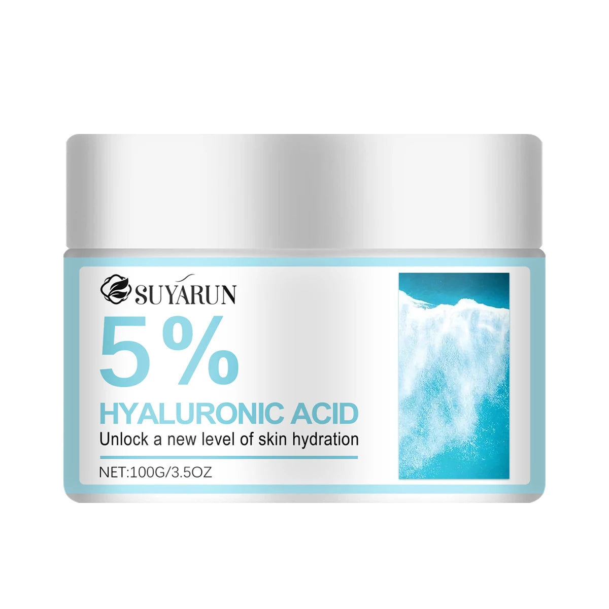 SUYARUN Hyaluronic Acid 5%, Face Cream, Dry Skin, Anti-Aging, Moisturizer, Deep Hydration, Anti-Wrinkle, Firming, Women & Men. Peaceful Pleasures Health and Wellness 100g