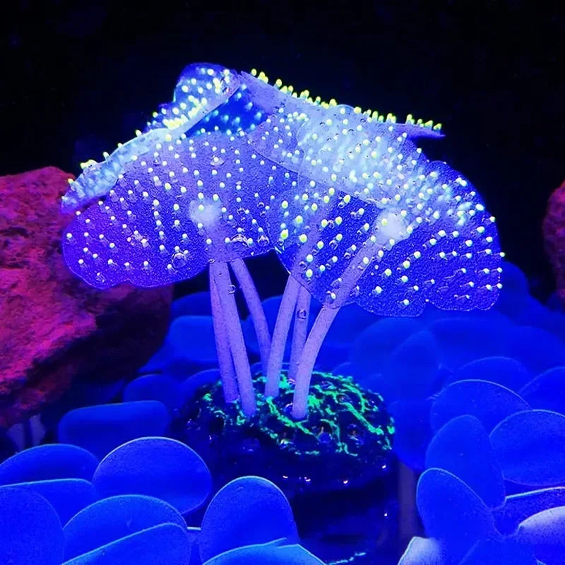 Glowing Artificial Anemone Aquarium Decoration | Silicone Plant