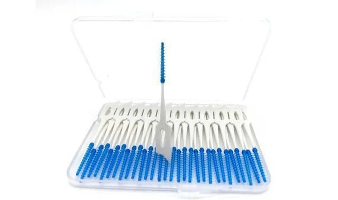 40pcs/box Interdental brush Orthodontic brush Cleaning Teeth Gaps Oral Care Soft silicone head Interdental brush Good for gums Peaceful Pleasures Health and Wellness Blue