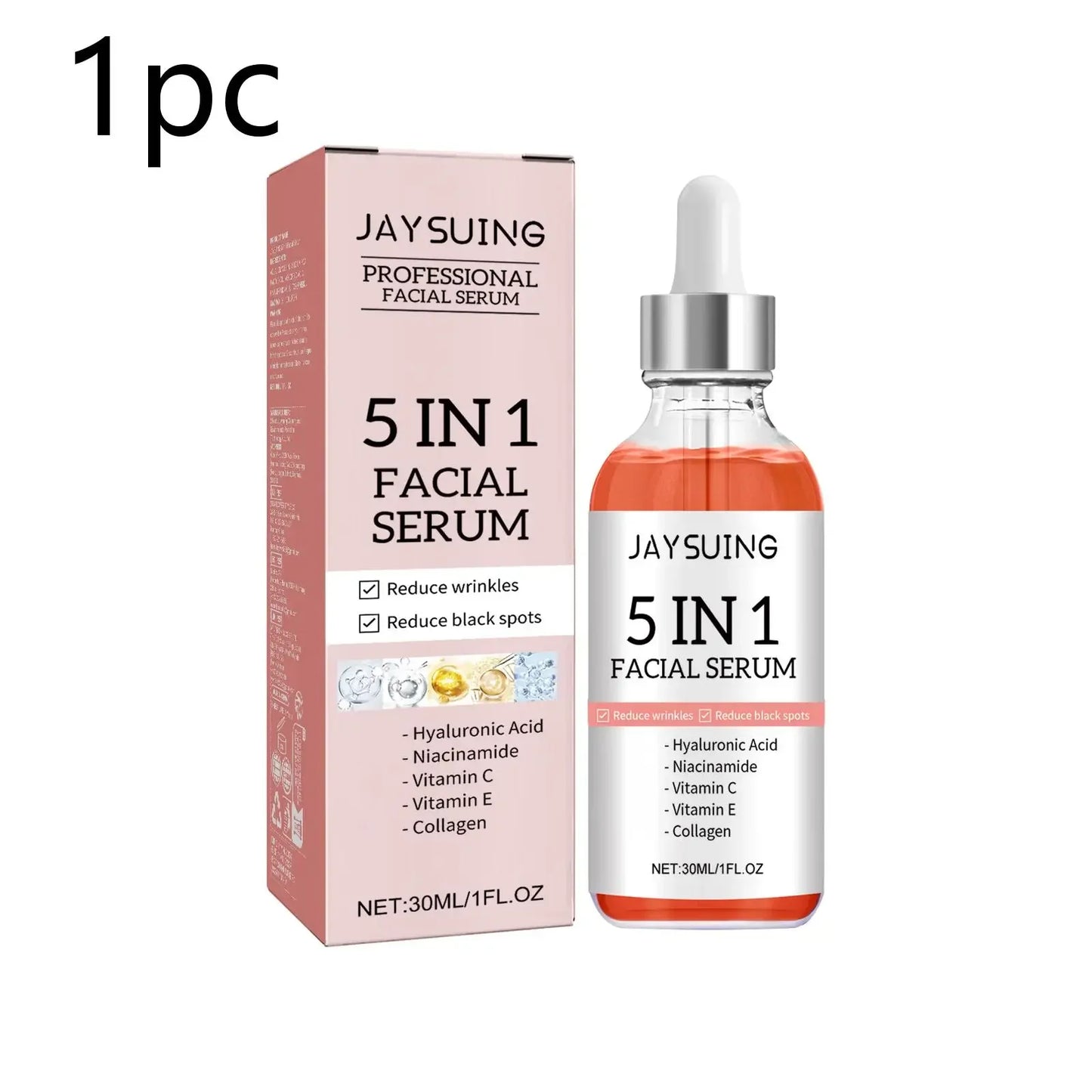 5-in-1 Anti-Aging Face Serum – Fade Fine Lines & Brighten Skin Peaceful Pleasures Health and Wellness 1pc United States