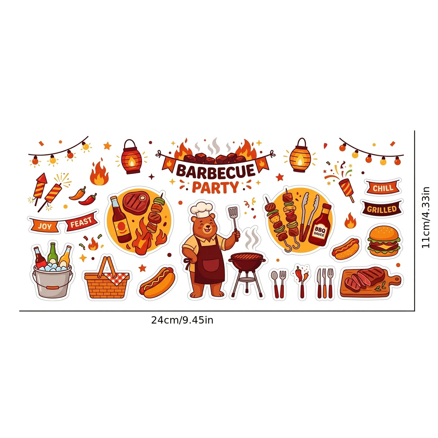 BBQ Party UV DTF Transfer Sticker – Waterproof Grill Decal