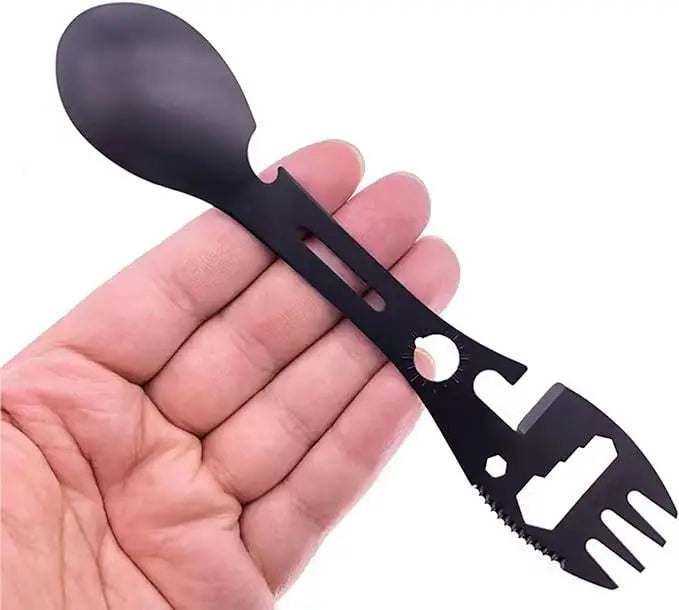 10-in-1 Camping Spork | Stainless Steel Multi-Tool Utensil Camping Multi-Tool Utensil Peaceful Pleasures Health and Wellness black