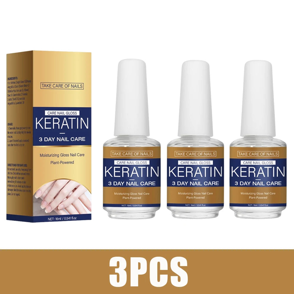 3 Days Nail Care Oil Keratin Amino Acid Formula Fast Dry 90s Salon Shine No Chip Deep Moisture Nail Strengthener,15ml Peaceful Pleasures Health and Wellness 3PCS
