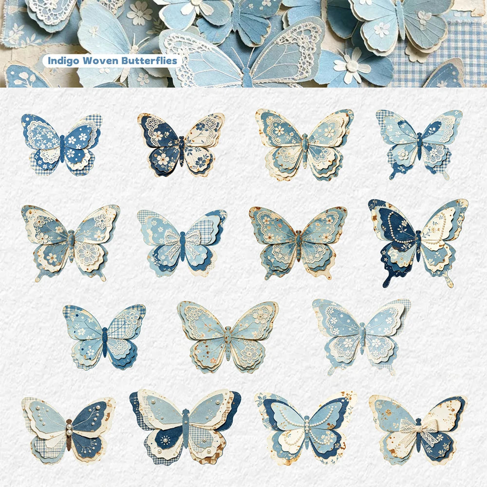Retro Story Hard Card Adhesive Sticker Butterfly Fabric Series 15