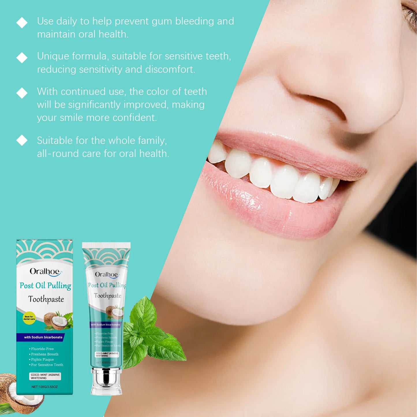 Oralhoe Coconut Oil Whitening Toothpaste – Plaque & Gum Care