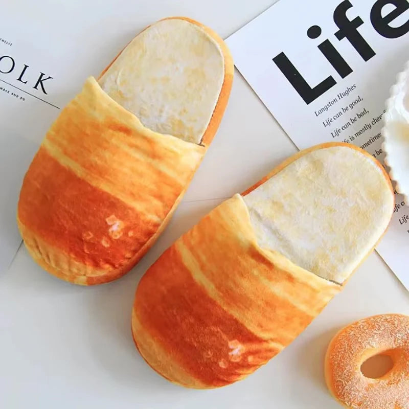 Women's Bread Plush Slippers | Soft Non-Slip Indoor Winter Shoes