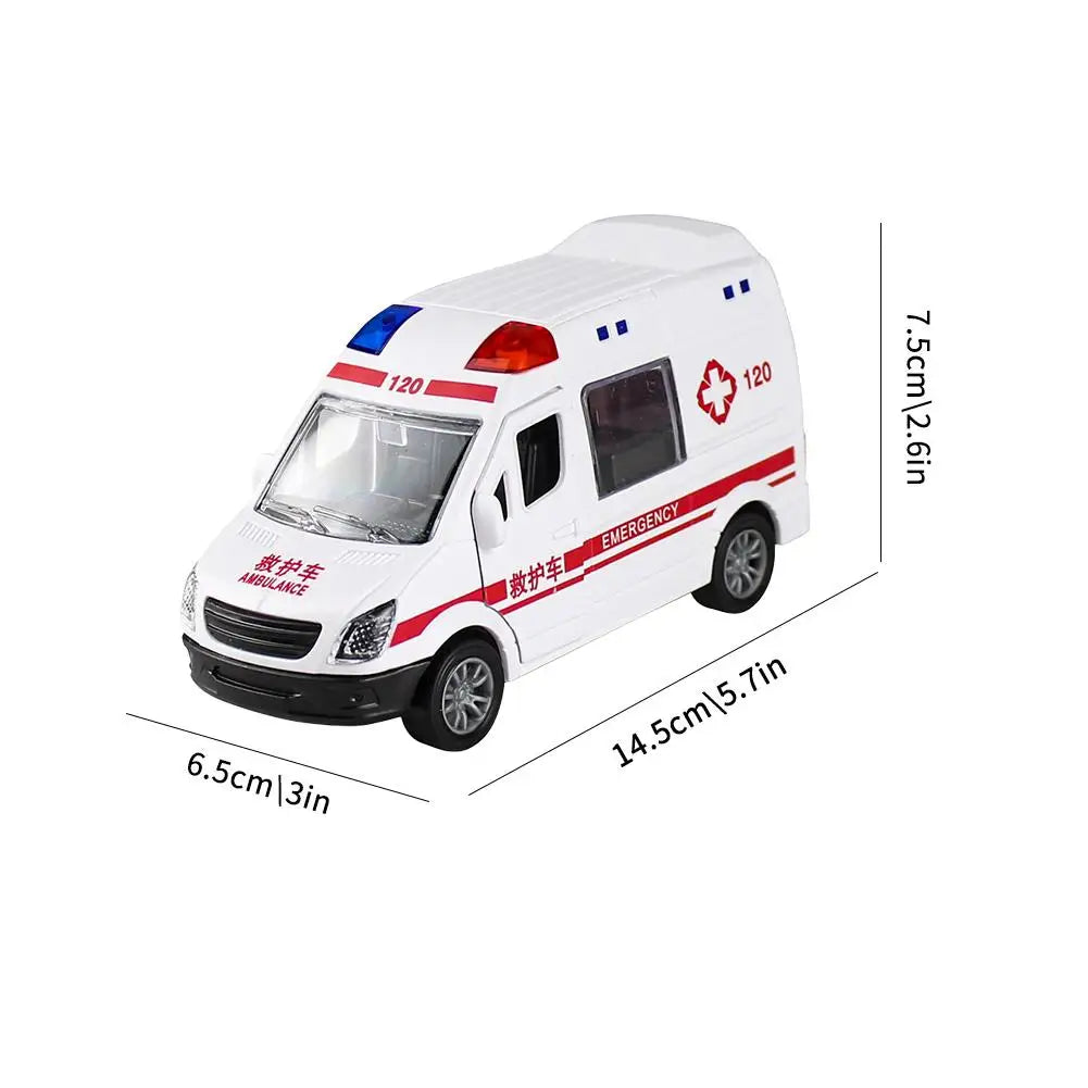 Kids Pull Back Ambulance Toy Car | Inertia Model Gift for Boys Pull Back Toy Car Peaceful Pleasures Health and Wellness