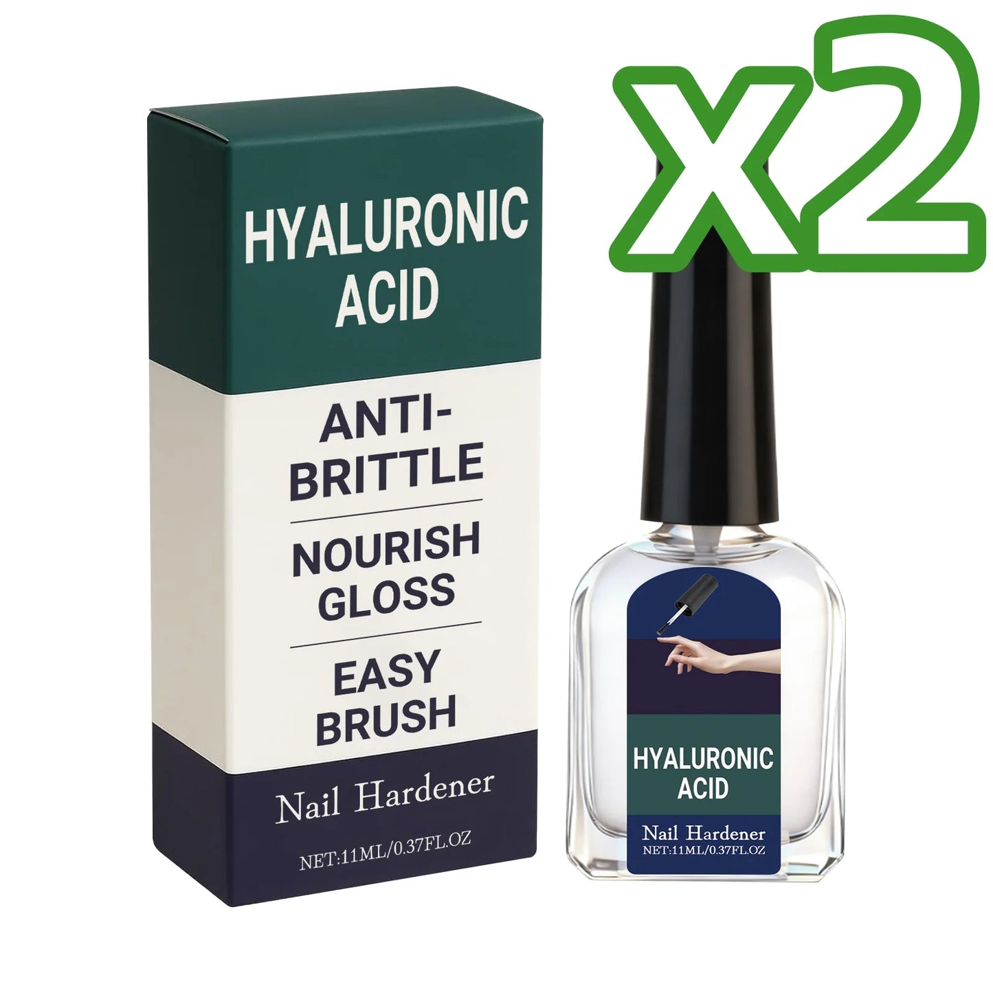 Hyaluronic Acid Nail Strengthening Drops Nourish Brittle Hands Feet Nails Repair Breakage Boost Nails Gloss Growth Nail Hardener Peaceful Pleasures Health and Wellness 11ml Boxed x2PCS