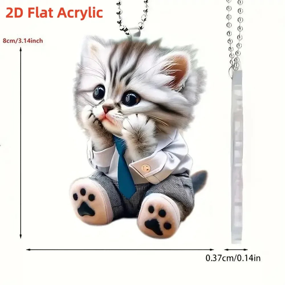 2D Acrylic Dog & Cat Pendant – Car, Xmas Tree & Bag Ornament
