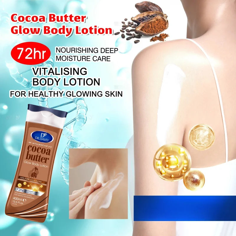 400ml Large Capacity Cocoa Fruit Body Lotion Replenishes Moisture, Leaves a Refreshing and Non Greasy Scent Peaceful Pleasures Health and Wellness