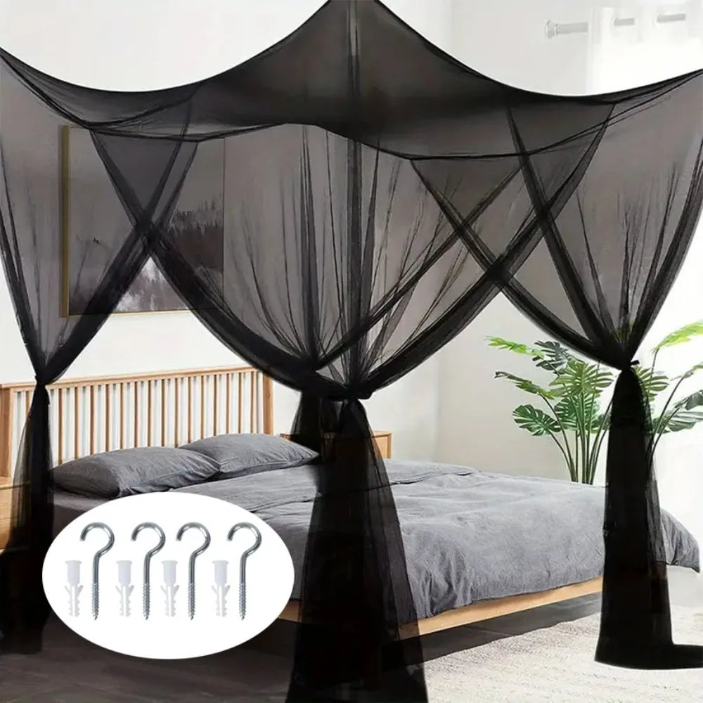 4-Corner Bed Canopy Mosquito Net | Breathable Square Bed Tent