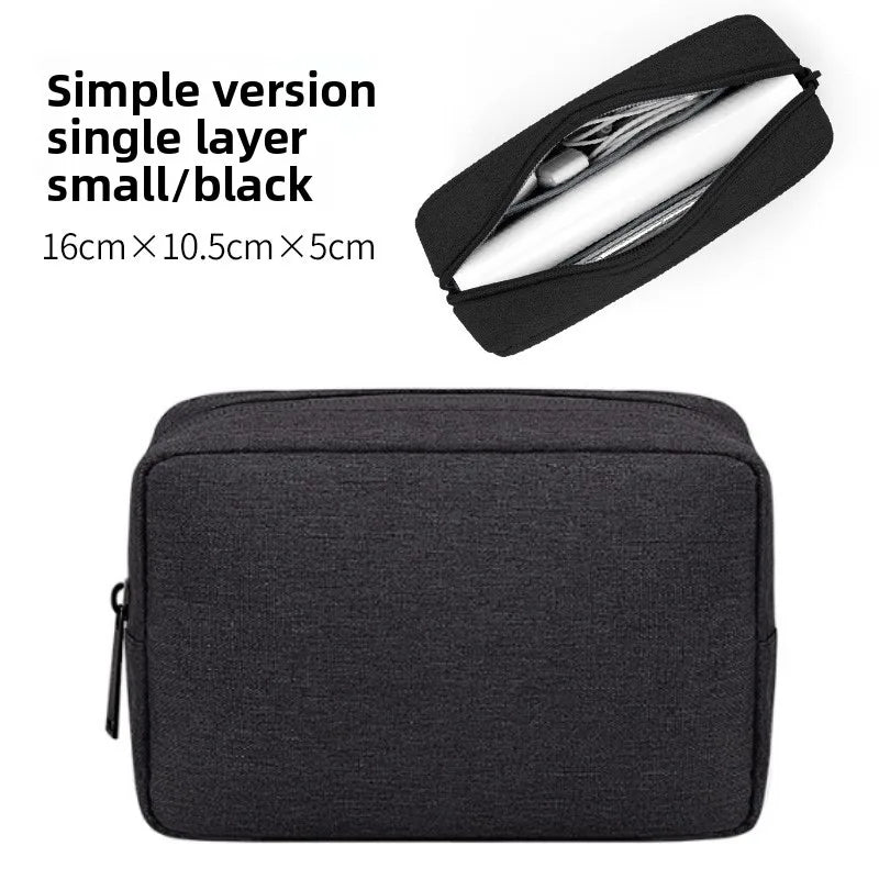 USB Cable Organizer Bag, Travel Essentials Pouch for Earphones Gadgets Storage, Digital Accessories & Makeup Case, Portable Peaceful Pleasures Health and Wellness S-Black