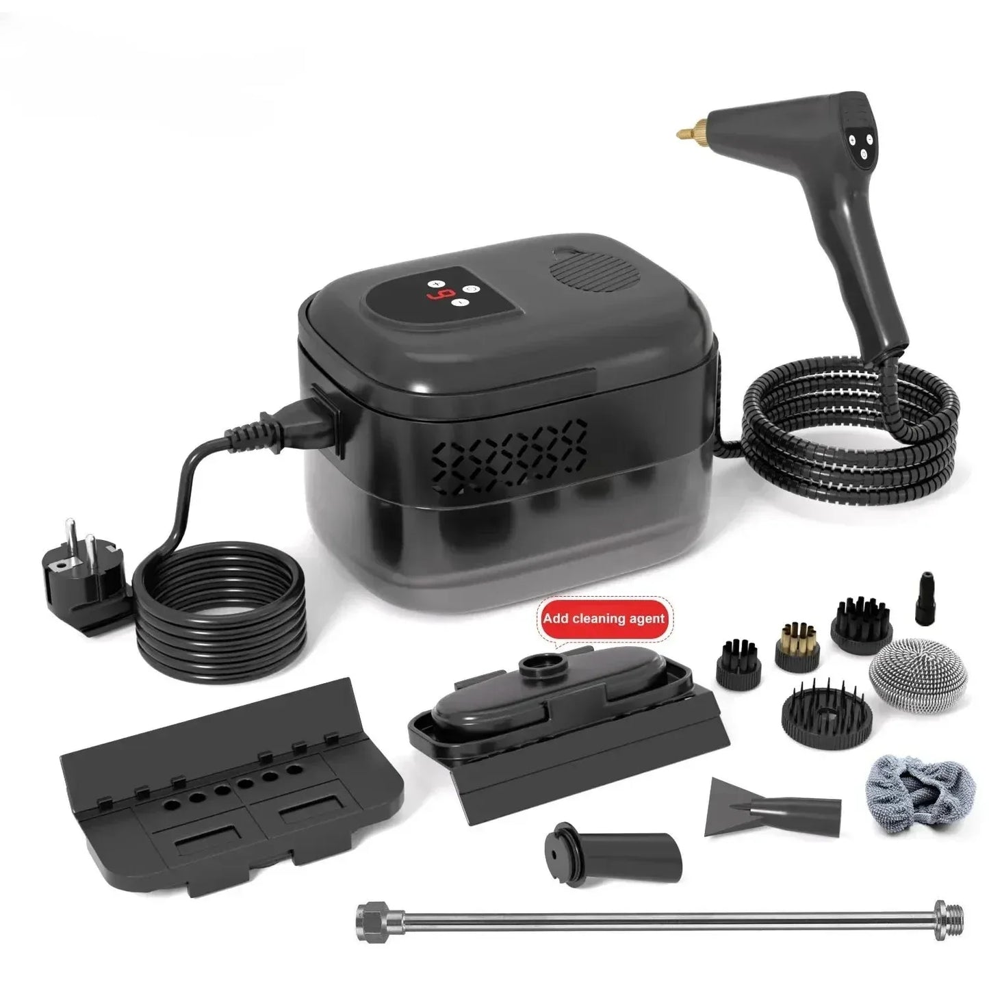 1500W Multifunctional High Pressure Steam Cleaner with Remote Control for Kitchen Hood and Car High Temperature Peaceful Pleasures Health and Wellness