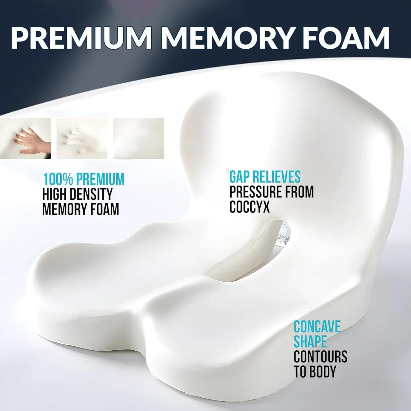Memory Foam Seat Cushion for Back Support, Sciatica Relief, Ergonomic Comfort for Long Sitting & Driving Peaceful Pleasures Health and Wellness