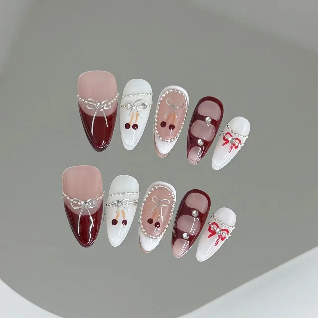 10pcs Handmade Y2k Almond Press on Nails Sweet Cool Crocodile Print Fake Nail Tips Wearable Summer Spice Girl French False Nails Peaceful Pleasures Health and Wellness XS