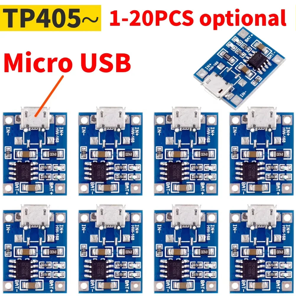 20-1PCS Type-c/Micro/Mini USB 5V 1A 18650 TP405~ Lithium Battery Charger Module Charging Board With Protection Dual Functions 1A Peaceful Pleasures Health and Wellness Micro USB 1PCS