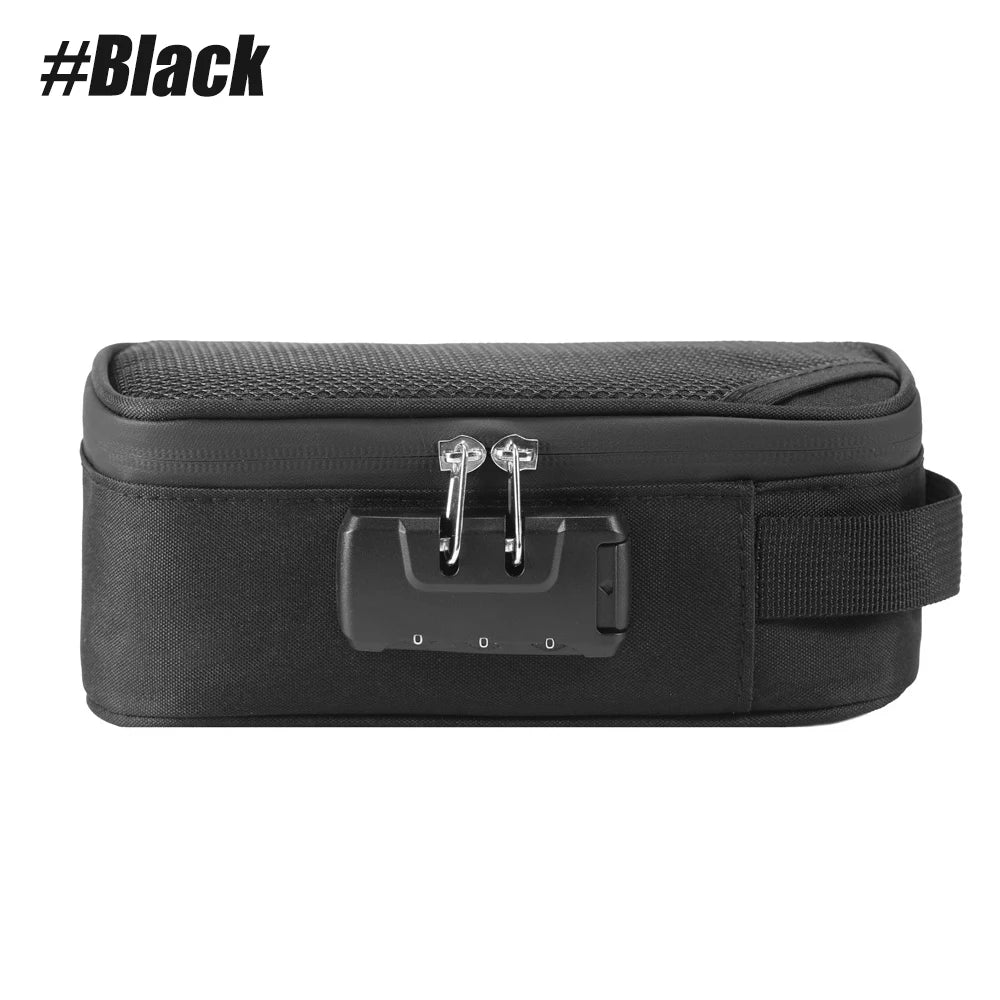 WEFITON 1PCS Smell Proof Bag with Combination Lock, Odor Proof Stash Box Travel Case, Odorless Storage Pouch Gift for Men Women Peaceful Pleasures Health and Wellness Black-1PCS