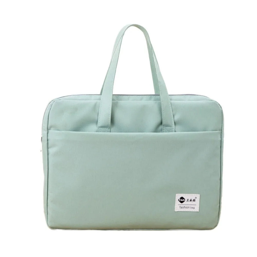 Large Capacity Document Storage Bag Double Layer Waterproof Book Storage Bag Oxford Cloth with Handle A4 File Organizer Peaceful Pleasures Health and Wellness Green