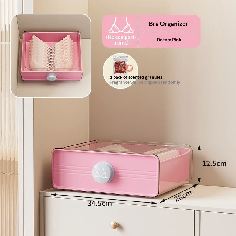 Vibrant 3 in 1 Drawer Divider Storage Box for Underwear Bras Socks Lingerie with Dividers for Closet Dresser Women Girls Peaceful Pleasures Health and Wellness No Grid Pink