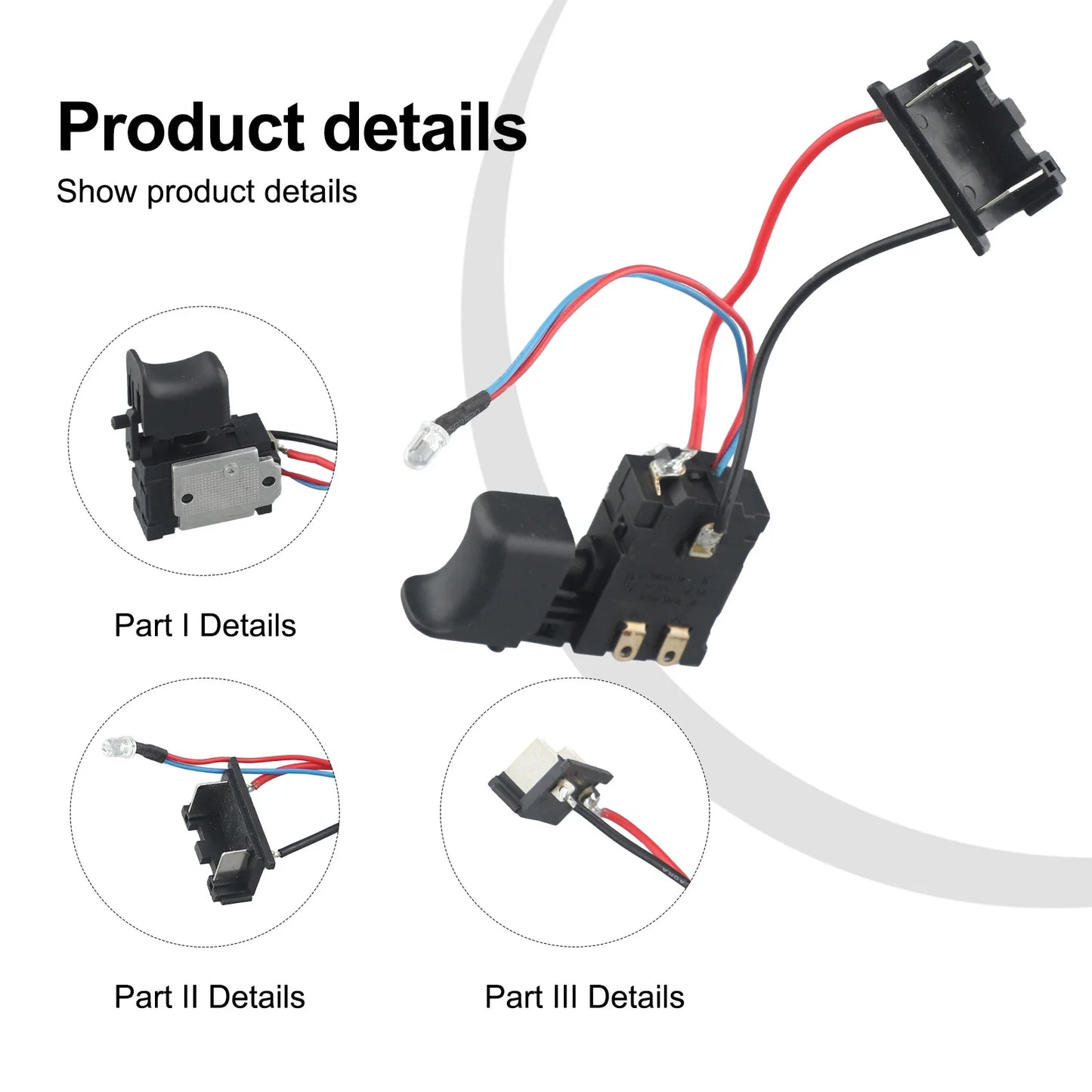 21V Electric Drill Dustproof Speed Control Push Button Trigger Switch